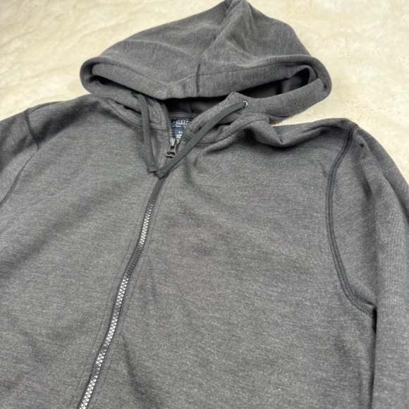J. Crew Authentic Fleece Performance Athleisure Mens Zip Up Hoodie Grey Medium - Picture 2 of 8